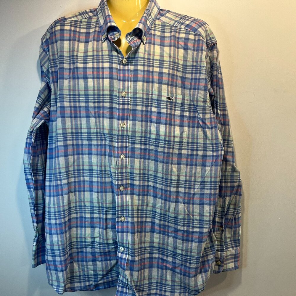 Vineyard Vines Men's Multicolor Plaid Slim Fit Tucker Whale Shirt - Size XXL
